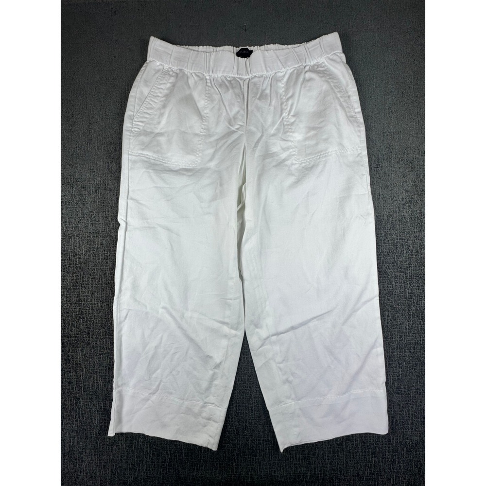 Talbots Plus Size X White Cropped Wideโ Leg Pants Elastic Waist NWT